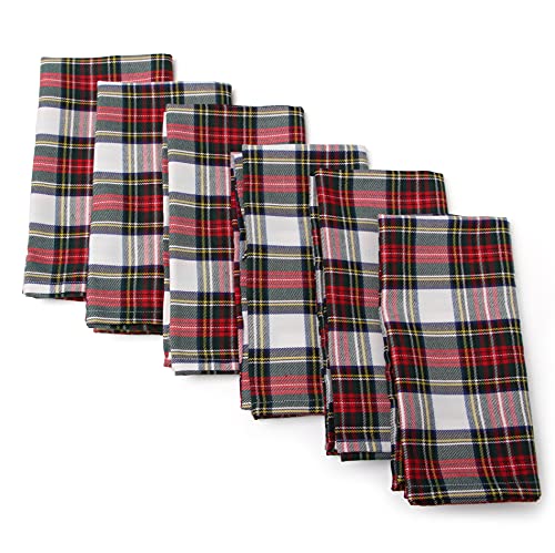 Ruth&Boaz Traditional Scottish Tartan Plaid Square Tablecloth for Famly Dinners & Christmas Parties (White, Napkin(43cmX43cm)) von Ruth&Boaz