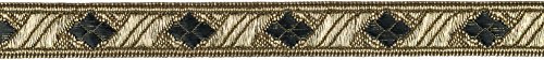 Ruther & Einenkel Borte Dekorationsband (Rombe) 10 mm, altgold schwarz/Aufmachung 5 m, Viskose, Polyester, PE-Film, 500 x 1 x 0.1 cm von Ruther & Einenkel