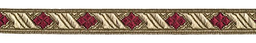 Ruther & Einenkel Borte Dekorationsband (Rombe) 15 mm, altgold Bordeaux/Aufmachung 5 m, Viskose, Polyester, PE-Film, 500 x 1.5 x 0.1 cm von Ruther & Einenkel