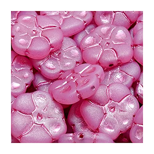 6 stk Gepresste tschechische Glasperlen - Blume - Primel - Pink 15x15 mm (Pressed Czech glass beads - flower - primrose - pink) von Rutkovsky