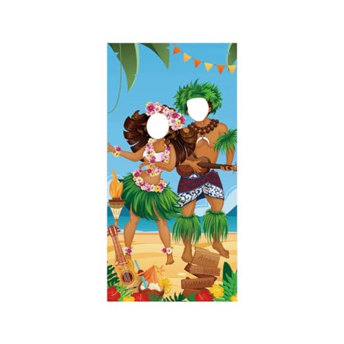 Ruuizksa Luau-Paar-Foto-Türbanner, Hawaiianische Partydekorationen, Luau-Foto-Requisiten, Saloha-Banner für Tropische Strandpartys, 71 X 35,5 von Ruuizksa