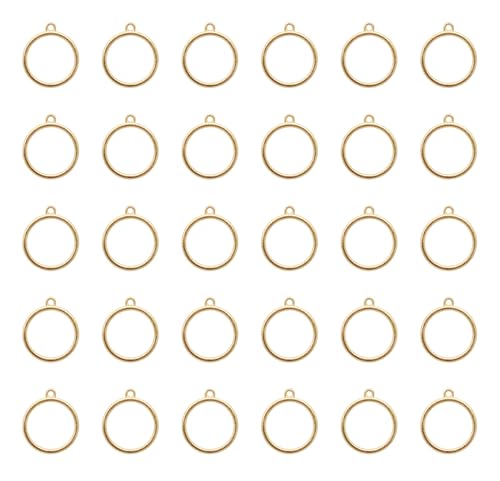 Ruwado 50 Stück hohle Kreis-Charms, Metall, klein, 2 x 1,7 cm, runde offene Lünette, Verbindungsanhänger, blanker Rahmen, Tabletts für DIY-Schmuckherstellung, Handwerk, Harz, gepresster Blumenschmuck Ruwado 50 Stück hohle Kreis-Charms, Metall, klein, 2 x 1,7 cm, runde offene Lünette, Verbindungsanhänger, blanker Rahmen, Tabletts für DIY-Schmuckherstellung, Handwerk, Harz, gepresster Blumenschmuck von Ruwado