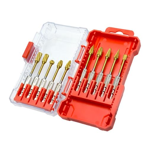 Ruwshuuk Carbide Burr Set, Carbide Burr | Wolfram -Bohrer -Raspe -Set von 10 - Hochleistungssteuer 1/4 Zoll Schaft -Carbide -Grat für Metallbearbeitungsholz -Gravur -Porting -Handwerksprojekte von Ruwshuuk