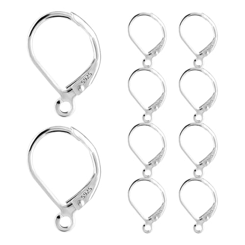 Ruwshuuk Ohrring -Erkenntnisse, Hebeback -Ohrring -Haken | Sterling Silver Leverback Ohrring Hooks | 925 Silber französische Ohrdrähte mit offener Schleife austauschbarer Schmuckzubehör für Party von Ruwshuuk