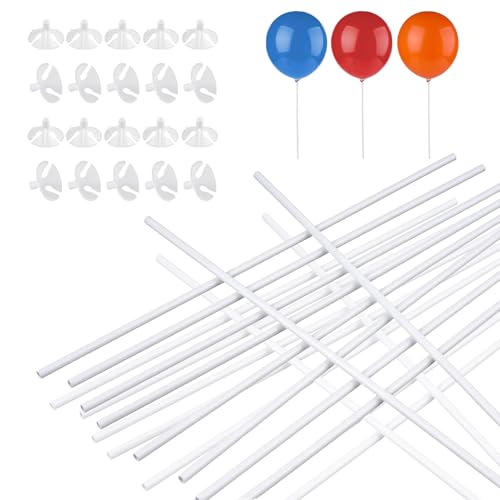 Ruzister 20 Stück Ballonstangen, einzeln, Kunststoff-Ballonstäbe, 32 cm, weiße Stäbe, Halter für Luftballons für Hochzeit, Geburtstag, Feiertage, Party-Dekoration Ruzister 20 Stück Ballonstangen, einzeln, Kunststoff-Ballonstäbe, 32 cm, weiße Stäbe, Halter für Luftballons für Hochzeit, Geburtstag, Feiertage, Party-Dekoration von Ruzister