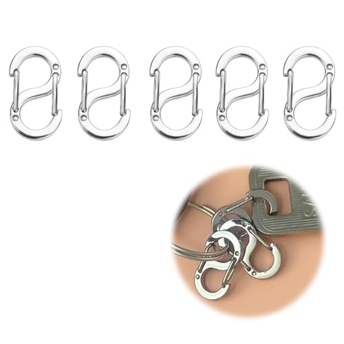 Ruzister 5 Stück Doppelöffnungs-Verkürzer-Verschluss, Halsketten-Verschluss und Verschlüsse, Edelstahl-S-Lock-Armband-Verbindungs-Halsketten-Clip Silber von Ruzister