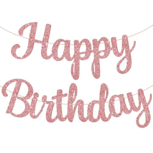 Ruzister Kursiv glitzerndes Roségold Happy Birthday Banner zum Selbermachen, Roségoldfarbenes Geburtstagsparty Dekorationsschild für Mädchen, Dekorationen für Frauen Ruzister Kursiv glitzerndes Roségold Happy Birthday Banner zum Selbermachen, Roségoldfarbenes Geburtstagsparty Dekorationsschild für Mädchen, Dekorationen für Frauen von Ruzister