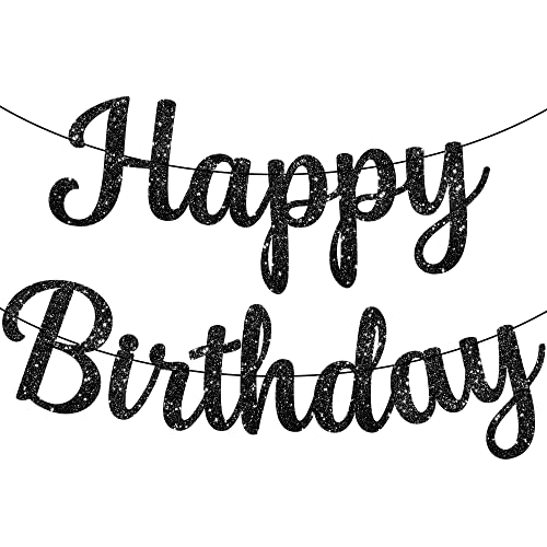 Ruzister Kursiv glitzerndes Schwarz Happy Birthday Banner zum Selbermachen, Schwarzfarbenes Geburtstagsparty Dekorationsschild für Mädchen, Dekorationen für Frauen Ruzister Kursiv glitzerndes Schwarz Happy Birthday Banner zum Selbermachen, Schwarzfarbenes Geburtstagsparty Dekorationsschild für Mädchen, Dekorationen für Frauen von Ruzister