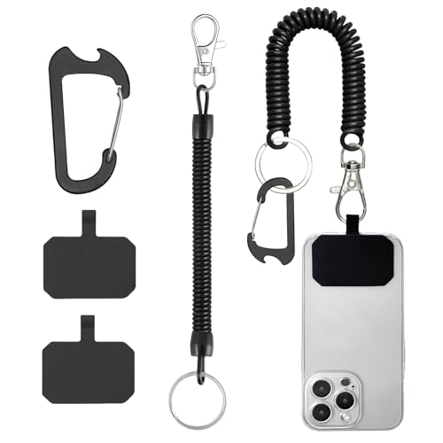 Ruzister Schwarze Federkordelbänder für Mobiltelefone, Handy-Tether-Lanyard, Anti-Diebstahl-Handyband mit Karabiner, passend für die meisten Mobiltelefone Ruzister Schwarze Federkordelbänder für Mobiltelefone, Handy-Tether-Lanyard, Anti-Diebstahl-Handyband mit Karabiner, passend für die meisten Mobiltelefone von Ruzister