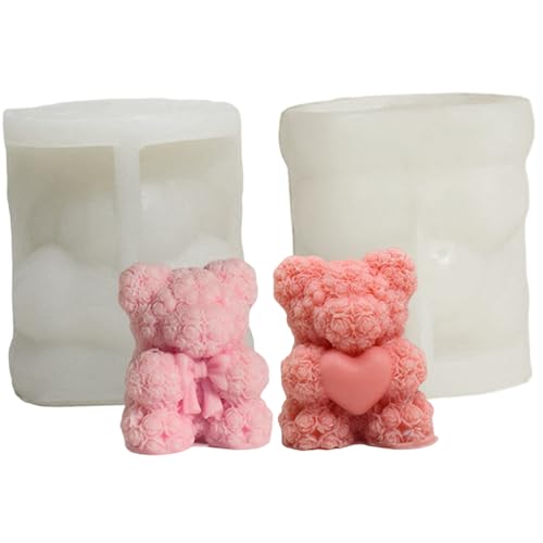2pcs Silikonformen, 3D-Rosenbärenkerzenformen, flexible Easy Freisetzungsbärenharz-Formen-Epoxidharz für DIY-Seife, Kerze, Guss, Ton, Kunsthandwerk Silikon 2pcs Silikonformen, 3D-Rosenbärenkerzenformen, flexible Easy Freisetzungsbärenharz-Formen-Epoxidharz für DIY-Seife, Kerze, Guss, Ton, Kunsthandwerk Silikon von Rwigeboo