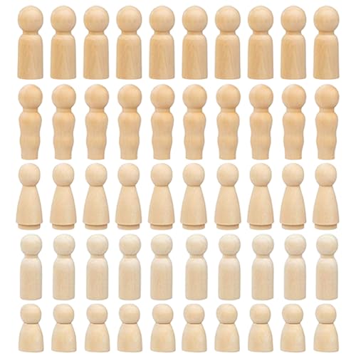 Rwigeboo 50pcs Peg Dolls, unvollendete hölzerne Peg -Puppen und -Figuren, Verschiedene Formen und Größen für DIY -Kunsthandwerk, Malerei Wohnkultur unvollendet Rwigeboo 50pcs Peg Dolls, unvollendete hölzerne Peg -Puppen und -Figuren, Verschiedene Formen und Größen für DIY -Kunsthandwerk, Malerei Wohnkultur unvollendet von Rwigeboo