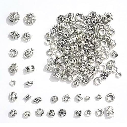 100g Mixed Metall Spacer Perlen, Zwischenperlen, Antik Silber Perlenkappen, Bastelperlen Set für Basteln DIY Schmuck Armbänder Schmuckherstellung 100g Mixed Metall Spacer Perlen, Zwischenperlen, Antik Silber Perlenkappen, Bastelperlen Set für Basteln DIY Schmuck Armbänder Schmuckherstellung von Rwoythk