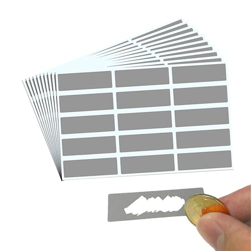 150 Stück Rubbeletiketten zum Aufkleben, 48x15mm rechteckig Scratch off Sticker, Rubbellose Selber Machen, für Rubbelkarte Überraschung Hochzeit Party Spiele Geschenk Bastelarbeiten von Rwoythk