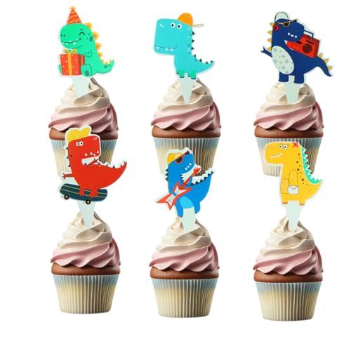 48 Stück Dino Cupcake Topper, Dino Thema Geburtstagsdekoration, Dino Muffins Deko, Tiere Thema Party Dekoration für Baby Shower Hochzeit Geburtstag Event Party Tiere Thema Party Dek 48 Stück Dino Cupcake Topper, Dino Thema Geburtstagsdekoration, Dino Muffins Deko, Tiere Thema Party Dekoration für Baby Shower Hochzeit Geburtstag Event Party Tiere Thema Party Dek von Rwoythk