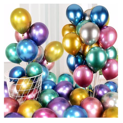 Metallische Luftballons, 100 Stück, metallisch, Regenbogen-Latex, glänzend, mehrfarbig, für Happy Birthday, Hochzeit, Party, Abschlussfeier, Neujahr, Babyparty, Events, Dekorationen Metallische Luftballons, 100 Stück, metallisch, Regenbogen-Latex, glänzend, mehrfarbig, für Happy Birthday, Hochzeit, Party, Abschlussfeier, Neujahr, Babyparty, Events, Dekorationen von Rwoythk