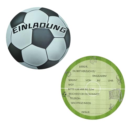Rwoythk 14 Stück Fußball Einladungskarten Kindergeburtstag, Coole Rund Fussball Einladung für Jungen Mädchen Kinder Geburtstag Fußballspiel Kinderparty Rwoythk 14 Stück Fußball Einladungskarten Kindergeburtstag, Coole Rund Fussball Einladung für Jungen Mädchen Kinder Geburtstag Fußballspiel Kinderparty von Rwoythk