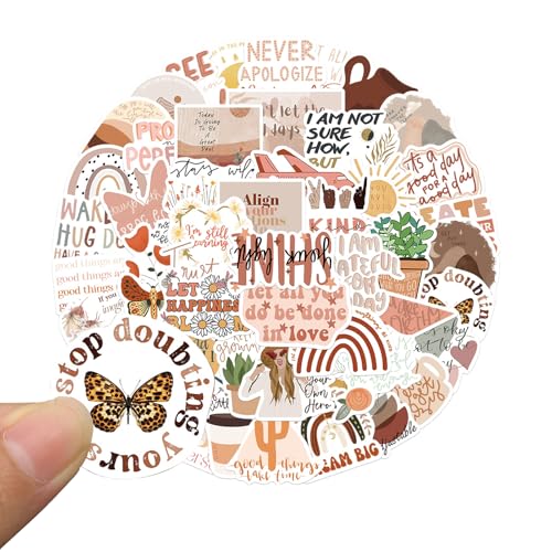 Vintage Sticker Aesthetic Aufkleber, 50 Stück Boho-motivierende ästhetische Sticker für Handytaschen Laptop Skateboard Sportflasche Koffer Kinder von Rwoythk