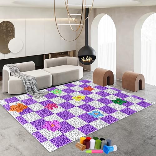 Knüpfteppich Zum Selber Knüpfen Knüpfen Set Erwachsene | Teppich Knüpf Sets Kreuzstich Set | Latch Hook Kit Groß DIY Handwerk Knüpfen Set 61 x 87 cm | Latch Hook Kit für Kinder Und Erwachsene von RxiBeFuw