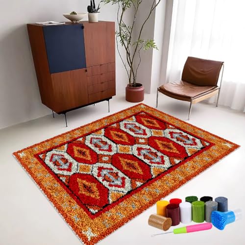 Knüpfteppich zum Selber Knüpfen 80 x 115 cm knüpfen Set knüpfset Teppich Tapisserie Set DIY Teppich Making Kits Knüpfsets Kreuzstich Teppich Set mit Werkzeug Latch Hook Kit für Kinder Erwachsene von RxiBeFuw