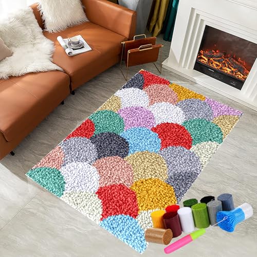 RxiBeFuw Knüpfhaken-Teppich-Set DIY-Knüpfhaken Tapisserie Teppich Knüpf-Sets Teppichherstellungs-Set für Erwachsene Teppichherstellung Heimdekoration Knüpfhaken-Teppich-Kits Kreuzstich-Set 38 x 52 cm von RxiBeFuw