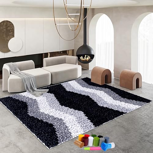 Teppich Knüpfen Set Erwachsene mit Häkelnadel - Knüpfteppich Zum Selber Knüpfen - 40 x 70 cm Farbe Bedruckter Leinwand Knüpfset - Großer Latch Hook Kit Teppich Machen Handwerk Home - Kreuzstich-Set von RxiBeFuw