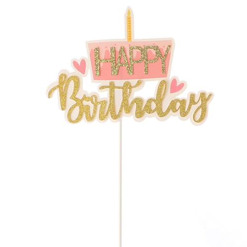 Rxuaw Alles Gute zum Geburtstag-Kuchenaufsatz Funkelnde Kuchendekorationen aus sicherem Papiermaterial für Mottoparty, Geburtstagsfeier von Rxuaw