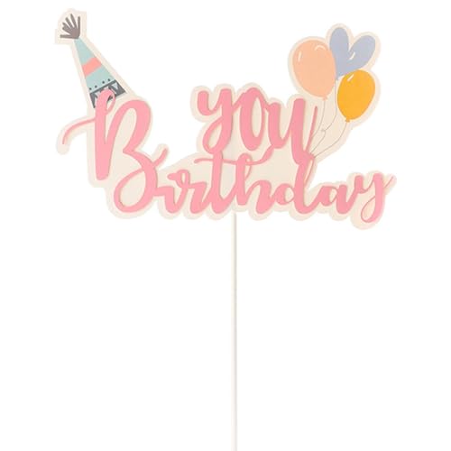 Rxuaw Alles Gute zum Geburtstag-Kuchenaufsatz Tortenaufsätze mit Herz-Luftballons-Muster, langlebig, aus sicherem Material für Mottoparty, Geburtstagsfeier von Rxuaw