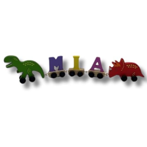 Mia Mädchen-Namenszug Dinosaurier, für Kinder, Alphabet, Namenszug, Naturholz von Ryantown Toys & Gifts