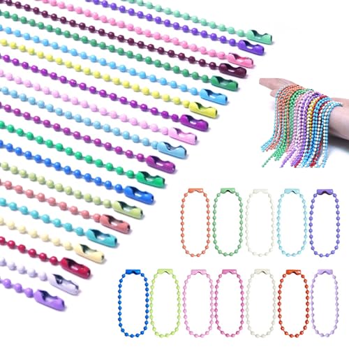 Ryaupy 100 Stück Bunte 10cm Kugelketten aus Metall, Mit Verschluss für Schlüsselanhänger & Schmuckherstellung, Perlenketten für Bastelprojekte, Deko-Ornamente & Tags (Gemischte Farben) von Ryaupy