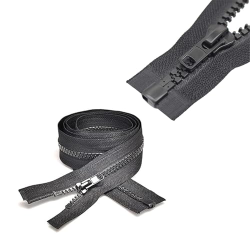 Ryaupy 2 Stück Jacke Reißverschlüsse für Nähen Mäntel Jacke Reißverschluss Schwarz geformte Kunststoff Reißverschlüsse Bulk Tailor DIY Nähwerkzeuge für Kleidungsstück/Taschen von Ryaupy