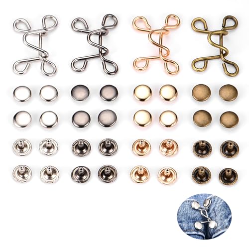 Ryaupy 4 Paare Verstellbare Taillenschnallen ohne Nagel, Abnehmbare Jeansknöpfe, Einstellbare Jean-Knopfnadeln, Hosen Clip, Taillen Schnallen für Jeans Hosen Rock, Waist Tightener Clip Ryaupy 4 Paare Verstellbare Taillenschnallen ohne Nagel, Abnehmbare Jeansknöpfe, Einstellbare Jean-Knopfnadeln, Hosen Clip, Taillen Schnallen für Jeans Hosen Rock, Waist Tightener Clip von Ryaupy
