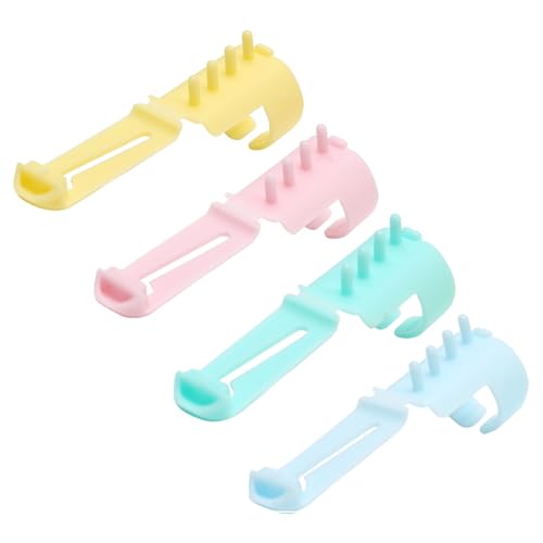 Ryaupy 4 Stück Verstellbarer Häkelring mit Fadenführung, Ergonomischer Fingerhut für Stricknadeln, Garnführung Fingerhalter für Strick & Häkelarbeiten, Bastelzubehör & Nähzubehör aus Kunststoff von Ryaupy