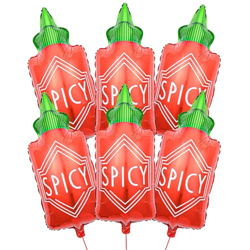 Luftballons für würzige Soßen, Rot, 78,7 cm, Chilisauce, Mylar-Ballon für mexikanische Cinco de Mayo, Fiesta, Geburtstagsparty, Zubehör, mexikanische Fiesta, Party-Dekoration, 6 Stück Luftballons für würzige Soßen, Rot, 78,7 cm, Chilisauce, Mylar-Ballon für mexikanische Cinco de Mayo, Fiesta, Geburtstagsparty, Zubehör, mexikanische Fiesta, Party-Dekoration, 6 Stück von Rychif