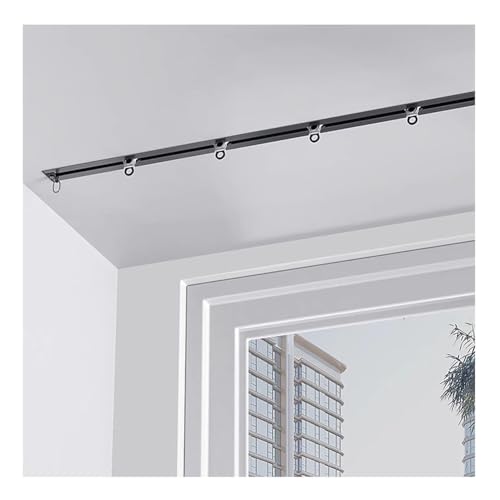 Deckengardinenschiene, Aluminium Verdeckte Einbaugardinenschiene Raumteiler, Versenkter Sichtschutz(Schwarz,17ft/5.18m) von Rygcrud