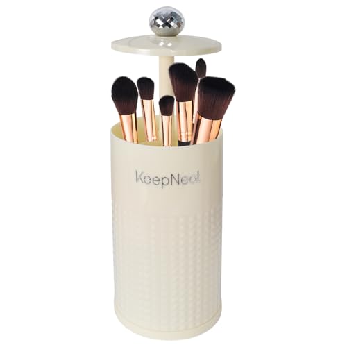 Rylae Make-Up Pinselhalter mit Deckel,Make-Up Kosmetik Organizer,One-Touch-Offen,4 Fächer,Wasserdicht, Staubdicht,für Schminktisch, Kommode, Schreibtisch von Rylae