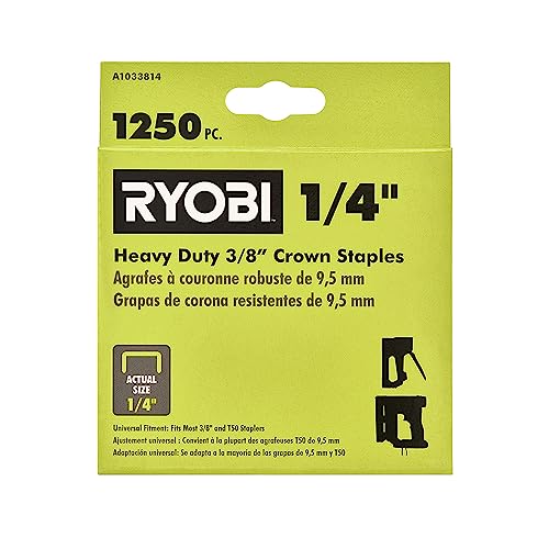 Ryobi 1.250 Stück 0,95 cm x 0,6 cm robuste Kronenklammern (Silber oder Grau) von Ryobi