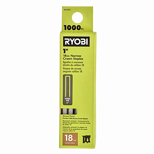 RYOBI 1.000 Stück 18GA 0,6 x 2,5 cm schmale Kronen-Heftklammern von Ryobi