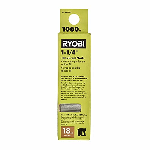 Ryobi 1000 Stück 3,8 cm 18 GA Nägel, Silber, Innenbereichsanwendungen, leichte Holzarbeiten Ryobi 1000 Stück 3,8 cm 18 GA Nägel, Silber, Innenbereichsanwendungen, leichte Holzarbeiten von Ryobi