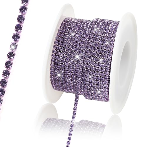 Rytenz 9,1 m, 2 mm Strass-Kette, Zierleiste, glänzende Strass-Kette zum Nähen, Basteln, Dekoration, Schmuck, Kleidung, Schuhe (Violett-2) von Rytenz