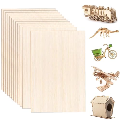 Ryvera Bastelholz Holzplatte Lindenholz, Weihnachten Holzplatten zum Basteln, 12 Stücke 300 x 200 x 2mm Bastelholzplatten Sperrholz für Laserprojekte, DIY Modell, Kreativ Hobby, Kunst und Handwerk von Ryvera