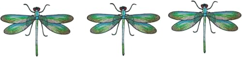 3 x Libellen-Aufnäher, Libellen-Aufnäher, bestickt, zum Aufnähen, Aufbügeln, Applikation, grün von Rzcin