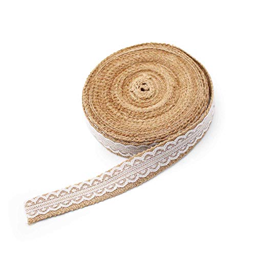 12M Vintage Sackleinenbandrolle mit Spitze, Juteband Spitzenband, Natürliche Sackleinen Handwerk Rolle für DIY- Kränze, Filigrane Dekoration, Hochzeitsbankettdekoration 12M Vintage Sackleinenbandrolle mit Spitze, Juteband Spitzenband, Natürliche Sackleinen Handwerk Rolle für DIY- Kränze, Filigrane Dekoration, Hochzeitsbankettdekoration von sufe