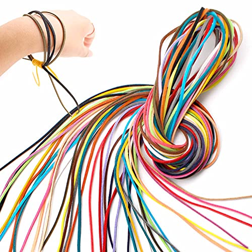 ARTISAN-SH 20 Stück Wildlederband 1m x 3mm Lederband Farbe Lederschnur- verwendet für Schmuck, Halsketten, Armbänder, Perlen DIY handgefertigtes Kunsthandwerk Lederband Set (20 Farben) von S-H