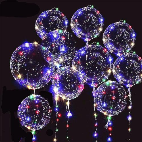 6 x LED-Ballons, leuchtende Luftballons, transparente Bobo-Ballons für Party, Geburtstag, Jahrestag, Hochzeit von S-JIANG