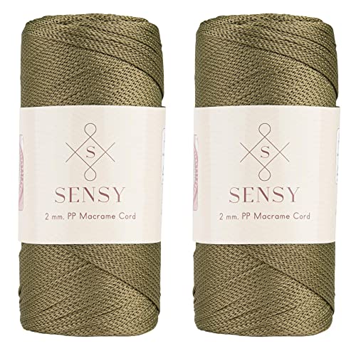 S SENSY 2 Garnstrange Premium 2 mm 230 Meter Polyester-Seil, 100% Polypropylen-Kordel Makramee-Kordel 2 mm Häkeltasche Kordel Makramee Seil Häkelgarn Geschenk für Strickwaren (Avocado) von S SENSY