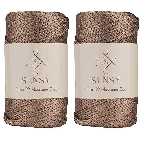 2 Garnstrange Sensy Premium 5 mm 104 Yards Polyesterseil 100% Polypropylen-Kordel Makramee-Seil Häkeltasche Häkelgarn Geschenk für Strickwaren (Nerz) von S SENSY