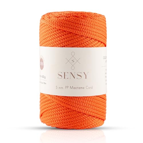 S SENSY Sensy Premium 5 mm 95 Meters Polyesterseil 100% Polypropylen-Kordel Makramee-Kordel 5 mm Häkeltasche Kordel Makramee Seil Häkelgarn Geschenk für Strickwaren (Orange) von S SENSY