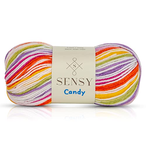 Sensy Candy Garn, 3,5 Unzen, 251 Meter, Mehrfarbiges Strickgarn für Häkeln und Stricken, Handarbeitsgarn, Stärke 3 Leicht (5432) von S SENSY