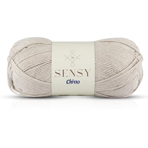 Sensy Chino Weiches Baumwollgarn für Amigurumi, 3,5 Oz, 360 Yards, Stärke 2 Fein (Hellgrau) von S SENSY