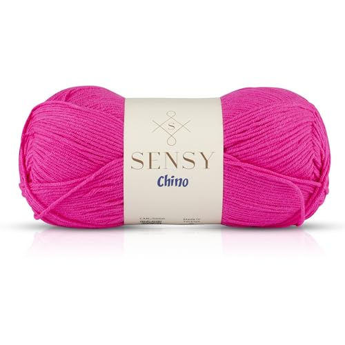 Sensy Chino Weiches Baumwollgarn für Babys und Amigurumi, 3,5 Unzen, 360 Yards, Stärke 2 Fein (Fuchsia) von S SENSY